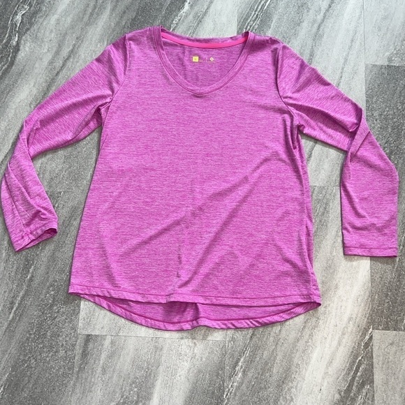 Pinky Purple marl Workout long sleeved shirt Large V-Neck - Picture 5 of 12